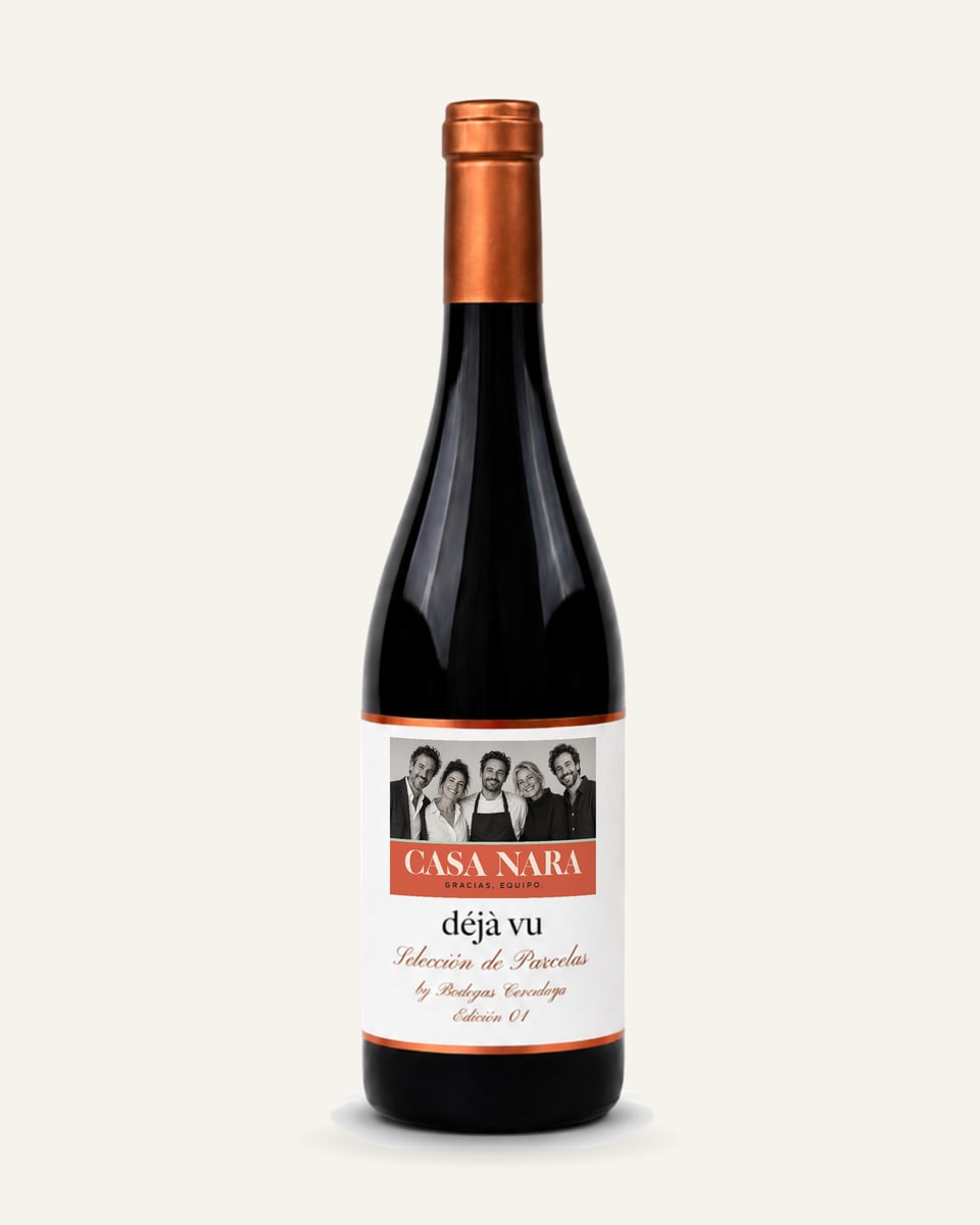 Botella Déjà Vu con un diseño de ejemplo para el equipo